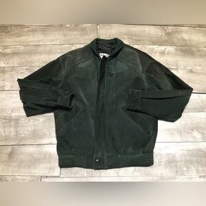 Boulevard Club Mens Coat Jacket Green Bomber Vintage Moto Lined Size 40 Medium
